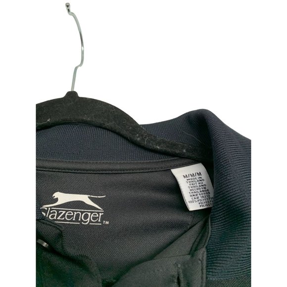 Slazenger Mens Size M Black Polo Shirt Short Sleeve 1/2 Button - Picture 3 of 3